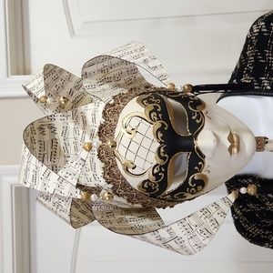 Venetian Hand painted  Mask,  Musical notes